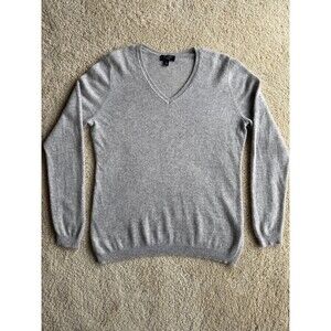 Charter Club 100% Cashmere Sweater Women L Gray V-Neck Сapsule Soft Classic Lux